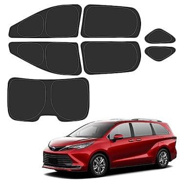 Imagem de D-Lumina Para-sol para janela traseira e lateral para Toyo-ta Sienna 2021 2022 2023 acessórios, pára-brisa para-sol para-sol protetor de viseira de sol bloqueia raios UV calor, dobrável 2 camadas 210T material pacote com 7