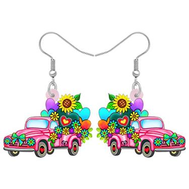 Imagem de RAIDIN Brincos de acrílico para o dia dos namorados, presentes para ela, doce caminhão vermelho, brincos de gancho, joias para mulheres, meninas, decorações de festivais, Medium, Acrílico, Sem pedra