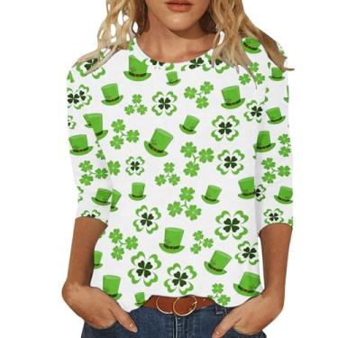 Imagem de Camiseta feminina de São Patrício Shamrock Lucky camisetas túnica verde festival irlandês, Azul claro, 5G