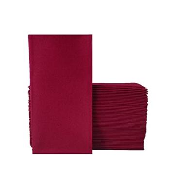 Imagem de KMAKII Pacote com 50 guardanapos de papel descartáveis bordô pano descartável de linho como guardanapos de jantar guardanapos de mão de papel para festas, casamentos, jantares ou eventos 40,6 x 40,6