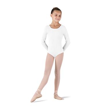 Imagem de Bloch Collant Dance Girls Petit Classic de manga comprida, branco, tamanho 6X 7