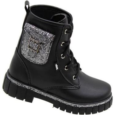Imagem de Bota Infantil Coturno Nilqi Brilhosa Cadarço Tratorada Mini Bolsinha Feminina-Feminino