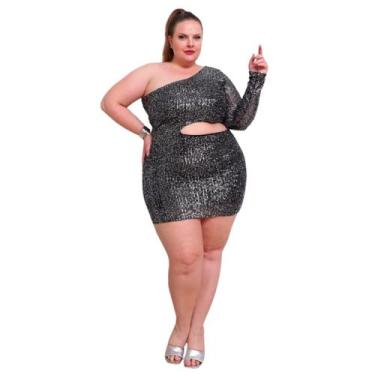 Imagem de Vestido Feminino Plus Size Paête Brilho Festa Tendência Premium - Aira