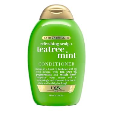 Imagem de OGX Extra Strength Refreshing Scalp + Teatree Mint Conditioner, Revigorante Conditioner with Tea Tree & Peppermint Oil & Witch Hazel, sem parabenos, sem sulfatos, 13 fl oz