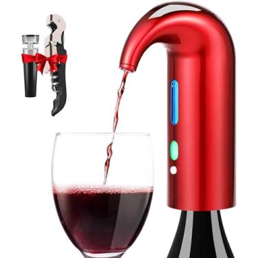 Imagem de Dispensador de aerador elétrico de vinho – acessório de abridor de vinho premium portátil – vinhos tintos e brancos, aeração ativada por toque para vinho e bebidas espirituosas – iniciantes e