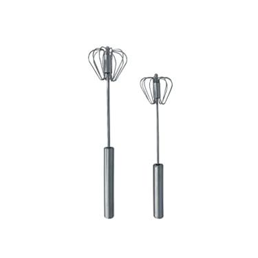 Imagem de Balevi Stainless Steel Push Whisk - Easy to Use Manual Hand Mixer & Plunger Whisk - Make Froth, Foam & Whipped Cream - Semi Auto Egg Beater Plastic Tip Won’t Scratch Pans (2 Pack 10in & 12in) STEEL