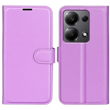 Imagem de Kezaizhe Capa flip para Xiaomi Redmi Note 13 Pro 4G LTE carteira de couro PU capa protetora magnética para celular Poco M6 Pro 4G Folio Book Cover com suporte (roxa)