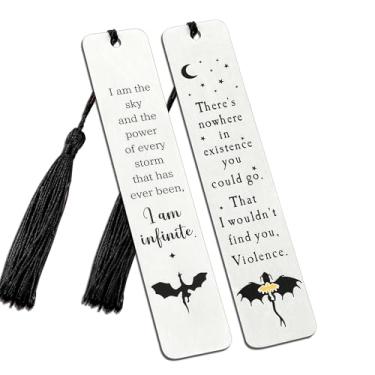 Imagem de Marcadores de livro de aço inoxidável da quarta asa, marcador de livro de metal com borla, marcador de livro para leitura de mulheres e homens, acessórios de livro, suprimentos de leitura para amantes