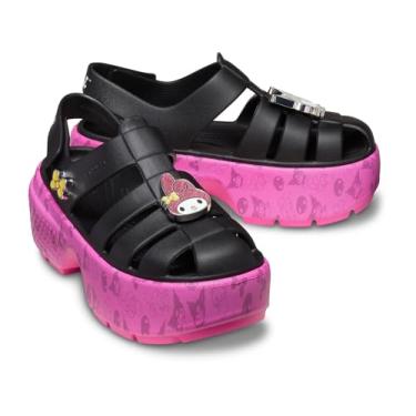 Imagem de Crocs Sandália plataforma unissex Sanrio My Melody/Kuromi Stomp, Branco, 39