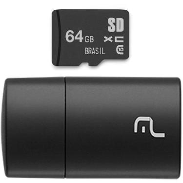 Imagem de Leitor De Cartão + Smartcard 64Gb Usb 2.0 Mc164 Multilaser