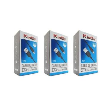 Imagem de Kit 3 Cabos Usb V8 Kingo Preto 1M 2.1A Para Galaxy A10S - Yellow Cell