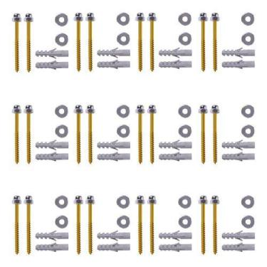 Imagem de Kit 24 Parafuso Vaso Sanitário + Bucha + Arruela 8x40x65mm - Rayco