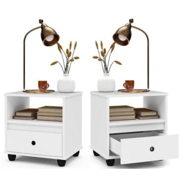 Imagem de Kit Conjunto 2 Mesa De Cabeceira Mudo Box Retro Quarto Cama Várias Cor