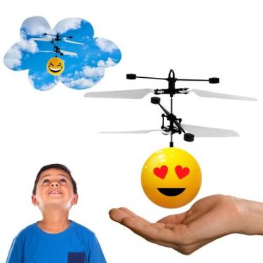 Imagem de Brinquedo Mini Emoji Bolinha Voadora Infantil Drone Helicoptero - Card