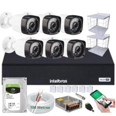 Imagem de Kit 6 Câmeras de Segurança hd Dvr 8 Ch Intelbras Full hd 1TB+2 Grade P