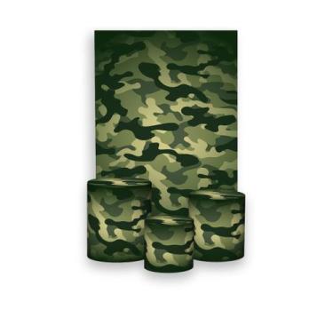 Imagem de Painel De Festa Vertical 1,50 x 2,20 + Trio De Capas Cilindro - Exérci