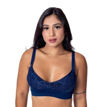 Imagem de Sutiã Reforçado Sem Bojo Com Pala Confort - Rara Flor, Azul marinho, G