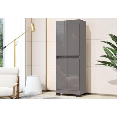 Imagem de Armário Multiuso Escritório Quarto 4 Portas Toquio Cinza - Rede Móveis