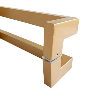 Imagem de Puxador Porta Duplo Aço Inox 40 cm Modelo Solution Dourado - DECORPLAC