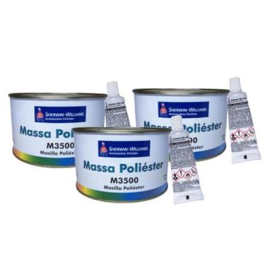 Imagem de Kit Massa Poliester M3500 Sherwin-Williams 750G Com Catalisador 3 Unid