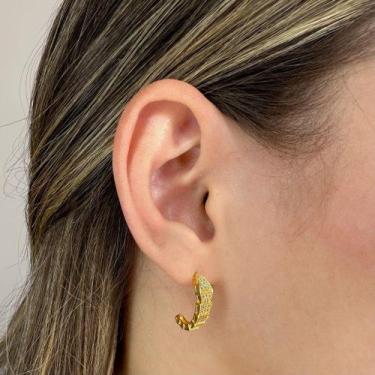 Imagem de Brinco Escamas Cravejadas de Zircônias Banhado em Ouro 18k - Anastásia