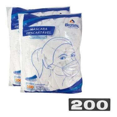 Imagem de Máscara Descartável Tripla Branca Pacote C/200 Unid Brasmo, Branco