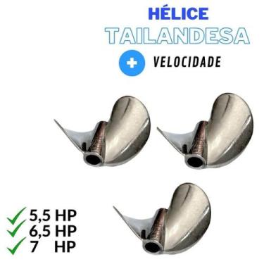 Imagem de Kit 3 Hélices Tailandesas P/ Motor Rabeta 5.5-6,5 E 7 Hp - FUNDITEX