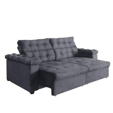 Imagem de Sofá New Austrália 2 metros Retratil e Reclinavel Suede Cinza  Sofá na