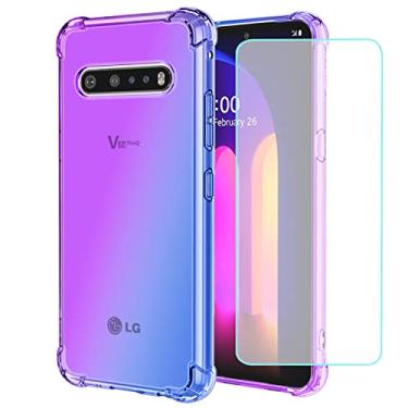Imagem de Vokuha Capa para LG V60 ThinQ 5G, capa para LG V60 com protetor de tela de vidro temperado, capa protetora traseira de TPU (roxo/azul)