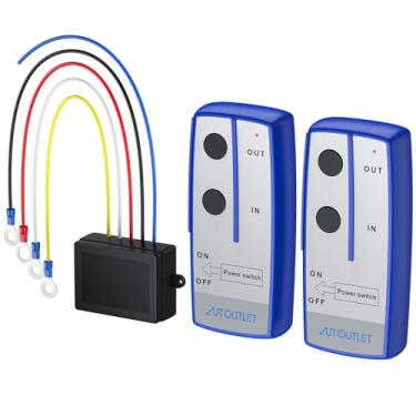 Imagem de AUTOUTLET Kit de controle remoto de guincho sem fio de recuperação, 2 peças, controle de interruptor de monofone de 12 V, 30 metros, para carro, ATV, caminhão, Jeep SUV até 7,7 kg (pilhas incluídas)