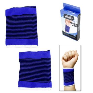 Imagem de Munhequeira alta compressao de poliester de pulso azul com 2 pecas - I