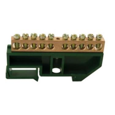 Imagem de Barramento terra din 10 ligaces c/ suporte verde tramontina