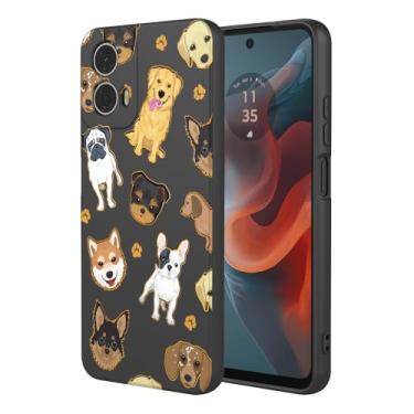 Imagem de HTXWXJC Capa de telefone para Moto G34, Motorola G34 5G XT2363-2 Capa à prova de choque flexível bumper TPU capa macia padrão cão capa de telefone para Motorola Moto G34 cachorro preto