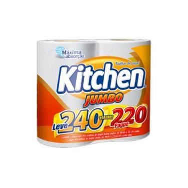 Imagem de Papel Toalha Folha Dupla Kitchen Jumbo 2 Rolos com 120 Folhas, U