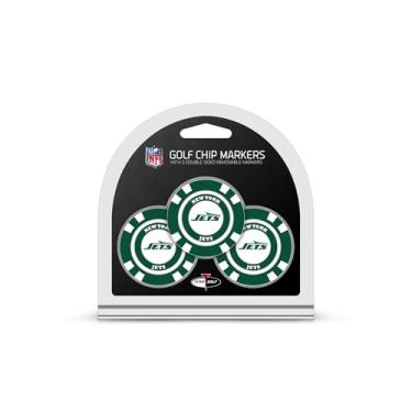 Imagem de Team Golf Marcadores de bola de golfe NFL New York Jets (3 unidades), tamanho de ficha de pôquer com marcadores pequenos de esmalte dupla face