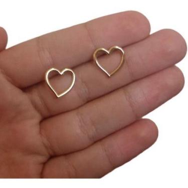 Imagem de Brinco Pequeno Coração Vazado Dourado Folheado A Ouro 18k - De Castro 