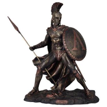 Imagem de Estatueta Grande Leonidas Guerreiro Cor Bronze - Decore Casa