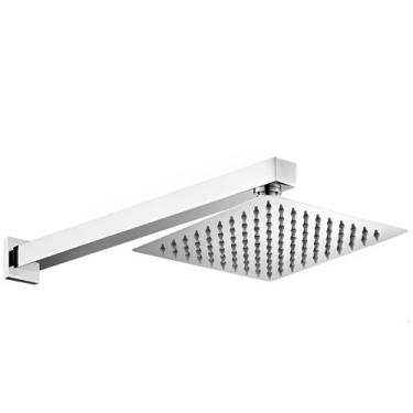 Imagem de Ducha Chuveiro Quadrado Fria Inox 20x20 com Braço Quadrado de 40CM Áre