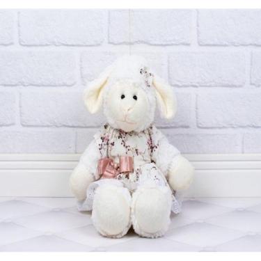 Imagem de Pelucia ovelha fufy 26 cm - vestido com lese floral - CKD CONFECCOES, 