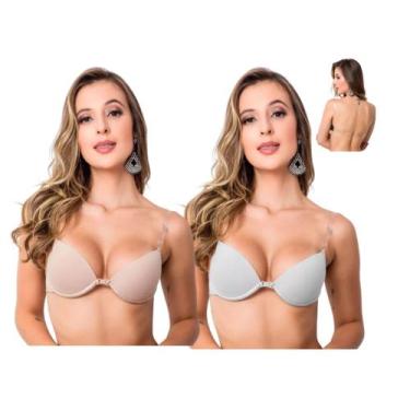Imagem de Kit 2 Sutiã De Bojo Com Alça de Silicone Transparente Costa Nua Nadado