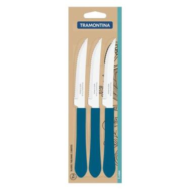 Imagem de Conjunto Facas Churrasco Inox 3 Peças Leme Tramontina, Azul-oceano