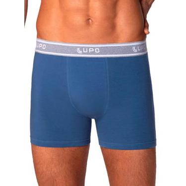 Imagem de Cueca Boxer Lupo 00784-059 Masculina Lisa Algodão T. P/GG, M, 2370, Az