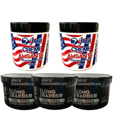 Imagem de Kit 2 Alisante Americano 500g Juca + 3 Gel Long Barber 300g - Juca Men