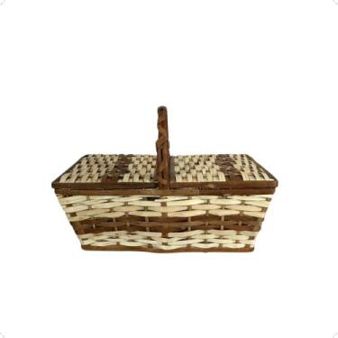 Imagem de Cesta Piquenique Vime Ref: 477 Reforçada Decoração Alça - INSPIRA FLOR