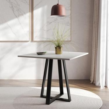 Imagem de Mesa de Jantar Mônaco 90cm Branca Base Preta - ASTURIAS, BRANCO