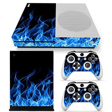 Imagem de WPS Glossy Protecive Vinyl Decal Skin / stickers Wrap Cover For Xbox One S slim Console + 2 controller(Blue Fire)
