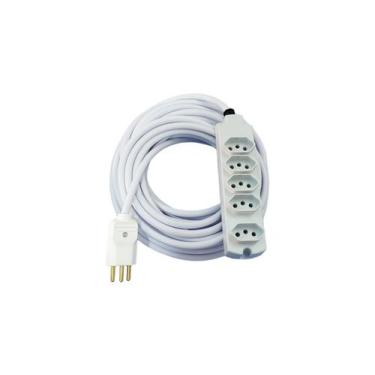 Imagem de Extensão Elétrica 10a/20a Reforçada 5 m PP 2x2,5mm 5T BRANCA - Margiri