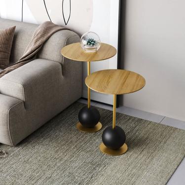 Imagem de Conjunto Mesa de Canto Milão 65x40x40cm Lamina Natural