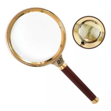 Imagem de Lupa 80mm Dourada Lente Aumento 8x Zoom Para Escritório Leitura - Magn