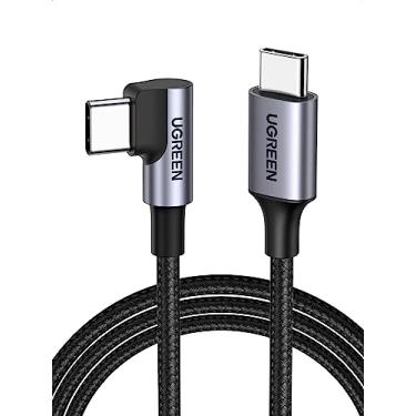Imagem de UGREEN Cabo USB C, ângulo reto de USB-C para USB-C 2.0 Cabo trançado 60W 20V/3A Fornecimento de energia PD Carregamento rápido Compatível com Huawei P30, Samsung S23, iPad Pro 11"/12,9", 2M